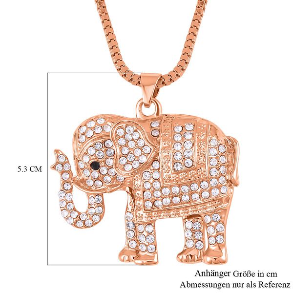 Wei&szlig;er und schwarzer Kristall-Elefant-Anh&auml;nger mit Kette in Ros&eacute;goldton, 73 cm image number 5