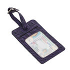 2er Set - Reisepass-Etui aus 100% echtem Leder mit RFID Schutz, mit passendem Kofferanhänger, Krokoprägung, Violett image number 2