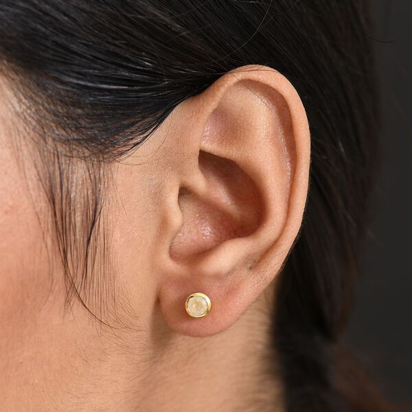 Nat&uuml;rliche, &auml;thiopische Welo Opal Ohrringe, 925 Silber 750 Gelbgold Vermeil - 0,35 ct. image number 3