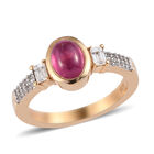 Fissure gefüllt Rubin und Zirkon Ring 925 Silber vergoldet (Größe 19.00) ca. 1,58 ct image number 3