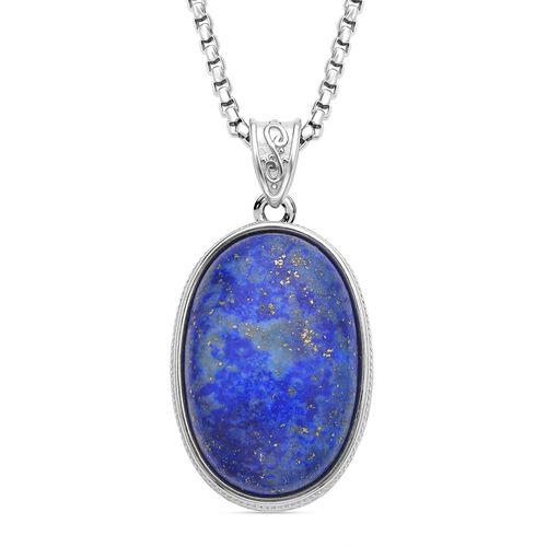 2er Set, Lapislazuli Anhänger mit Kette, Edelstahl, ca. 62.00 ct image number 0