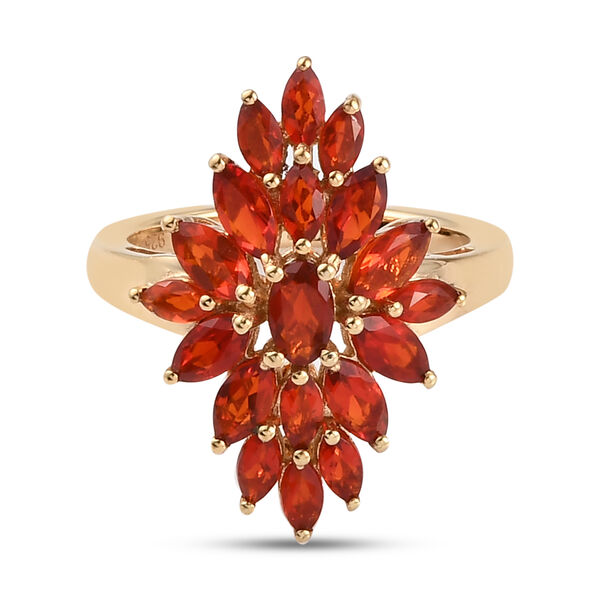 Mexikanischer Kirschd Feuer-Opal Ring 925 Silber vergoldet  ca. 1,44 ct