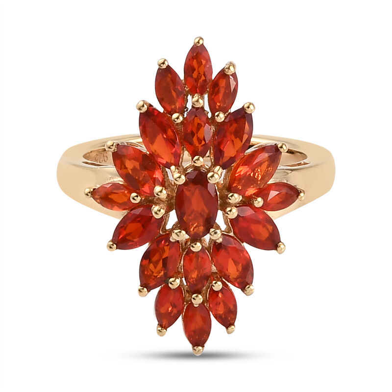 Mexikanischer Kirschd Feuer-Opal Ring 925 Silber vergoldet  ca. 1,44 ct image number 0
