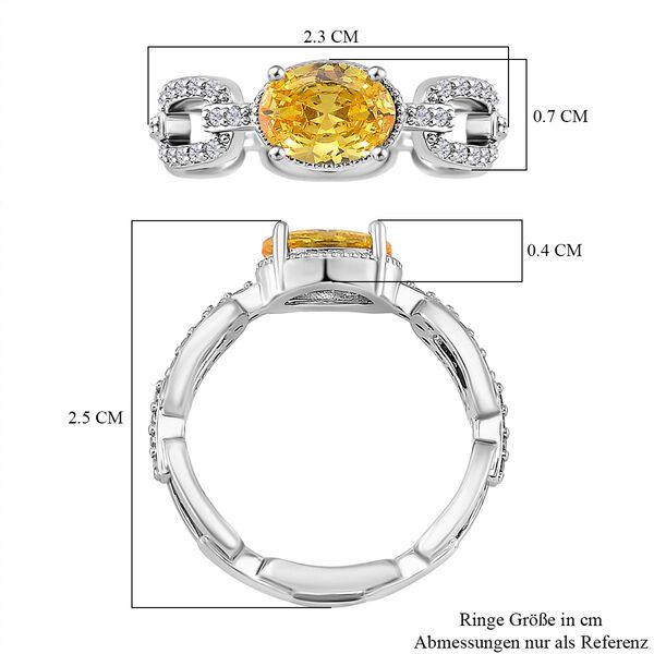 Gelber Zirkonia, Wei&szlig;er Zirkonia Ring Messing (Gr&ouml;&szlig;e 16.00) image number 5