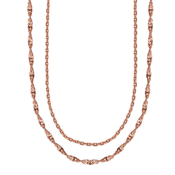 2er Set - Italienische Singapurkette und Ankerkette, 925 Silber ros&eacute;vergoldet ca. 45 cm ca. 2,46g