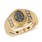 Meteorit und Zirkon Ring 925 Silber vergoldet (Größe 17.00) ca. 2,96 ct image number 3