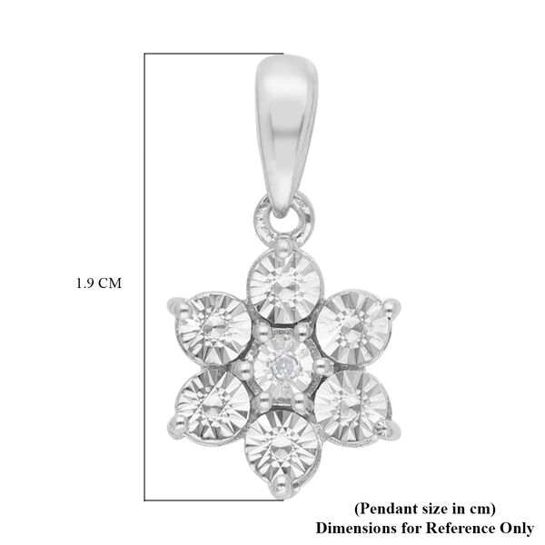 Floraler Diamant-Solitär-Anhänger in Silber image number 6