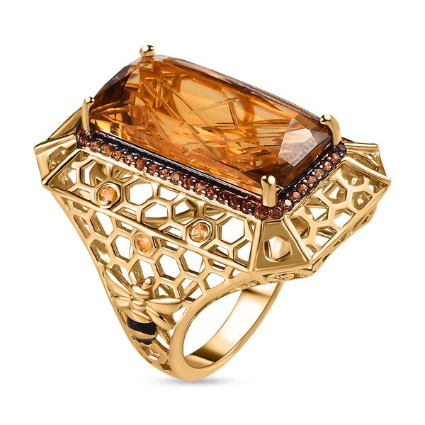 GP Trionfo Kollektion- AA Citrin, champagnerfarbener Zirkon und blauer Saphir-Ring- 12,06 ct. image number 4