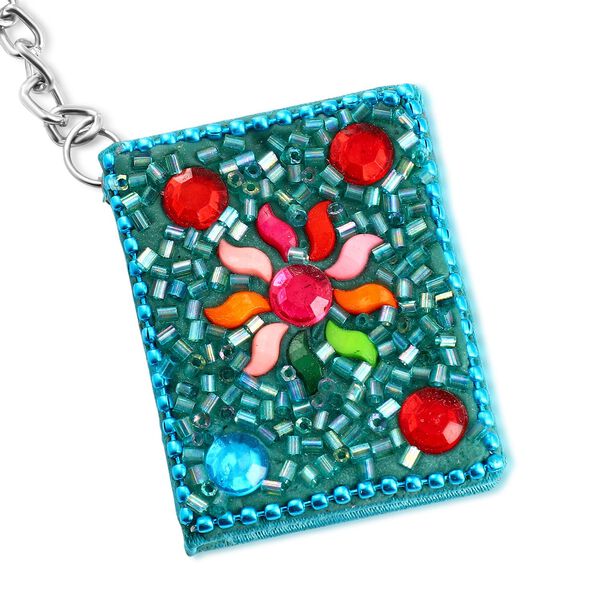 Set aus 5 Perlen-Schlüsselanhängern, florales Design, mehrfarbig image number 5