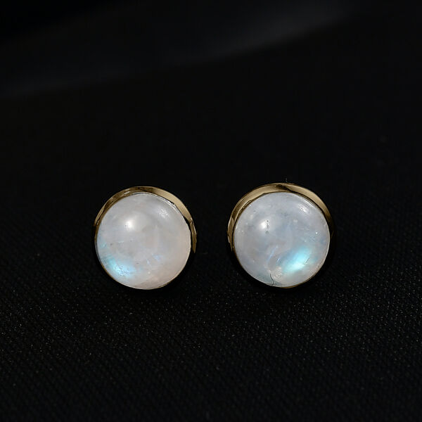 D'Joy AA Meetiyagoda Regenbogen Mondstein Ohrringe 925 Silber 750 Gelb Vergoldet ca. 3.51 ct image number 2