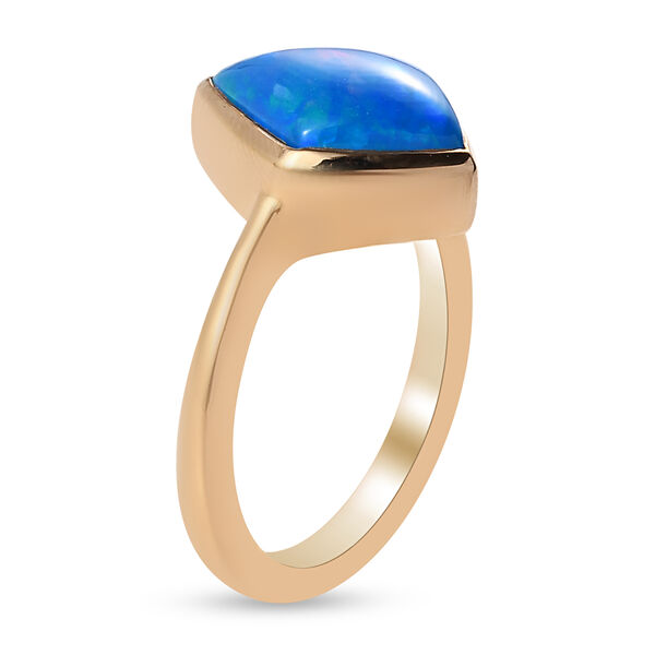Miami Blau Welo Opal Solit&auml;r Ring 925 Silber Gelbgold Vermeil image number 5