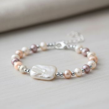 Mehrfarbiges S&uuml;&szlig;wasserperle 15,85+3,5cm Armband