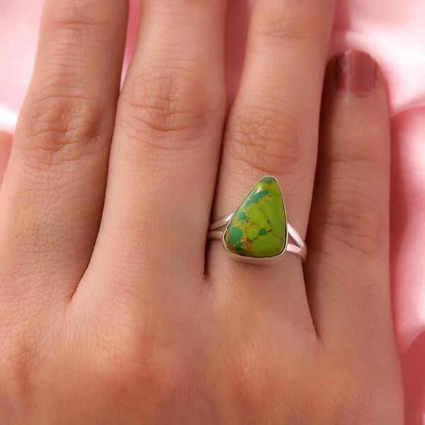 Gr&uuml;ner Mojave T&uuml;rkis-Ring, 925 Silber  ca. 5,22 ct image number 3