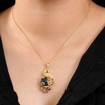 Labradorit, Mehrfarbiger-Turmalin Anh&auml;nger Messing ca. 11.03 ct