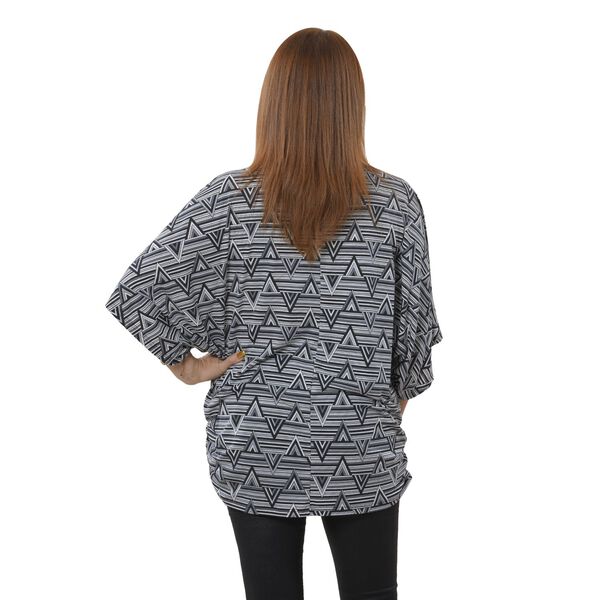 TAMSY drapiertes Top mit V-Ausschnitt, One Size, Schwarz und wei&szlig; image number 2