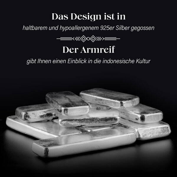 Royal Bali Kollektion - 925 Silber Armreif, 20cm image number 3