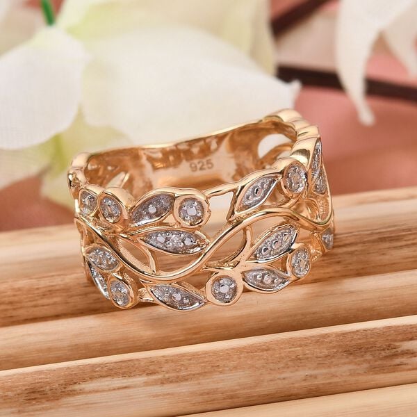 ALLORO vergoldeter Silberring mit Diamantakzenten image number 2
