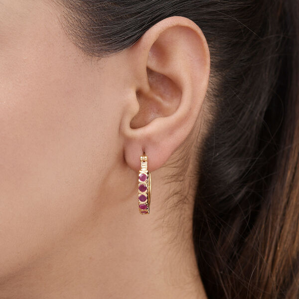 Afrikanischer Rubin Creolen 925 Silber vergoldet ca. 1,85 ct image number 3