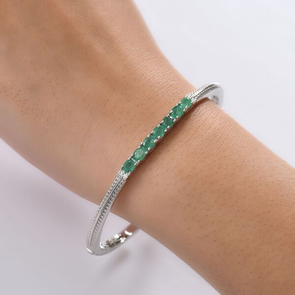 Whispers of Spring - D joy Kagem Sambischer Smaragd, Moissanit Armreif ca. 19 cm 925 Silber rhodiniert ca. 2,40 ct. image number 3