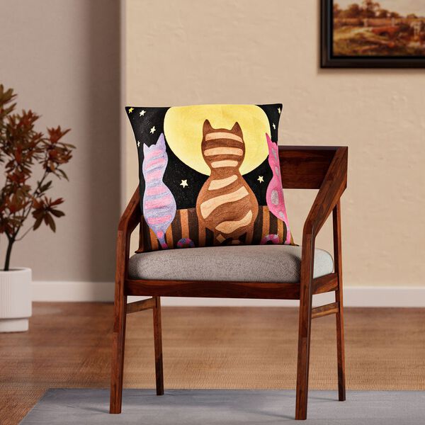 Besticktes Kissenbezug, Katzenpaar, Sonne und Mond image number 8