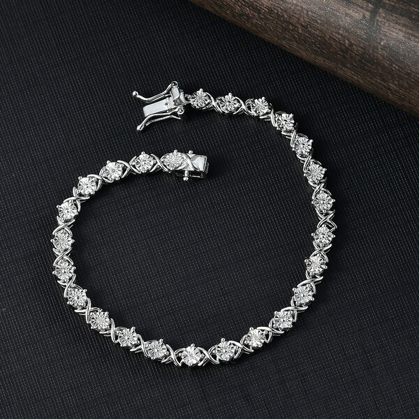 EVER TRUE Weißer Diamant Armband ca. 19 cm Nickelfreies Messing, Silberfarben image number 1