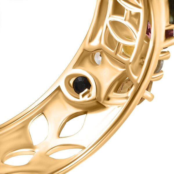 GP Italienische Garten - AA Mehrfarbiger-Turmalin Ring 925 Silber 750 Gelbgold Vermeil (Gr&ouml;&szlig;e 18.00) ca. 1.30 ct image number 7