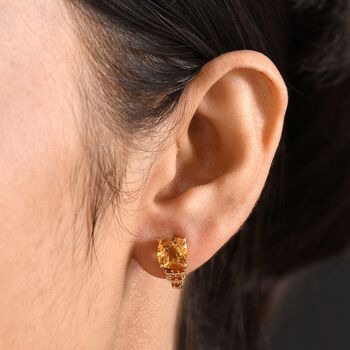 Djoy AA Serra Gaucha Citrin, Feueropal Ohrringe 925 Silber 750 Gelbgold Vermeil ca. 3.09 ct