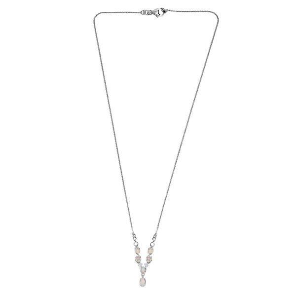 Nat&uuml;rliche, &auml;thiopische Welo Opal Halskette, ca. 45 cm, 925 Silber platiniert ca. 0,83 ct image number 4