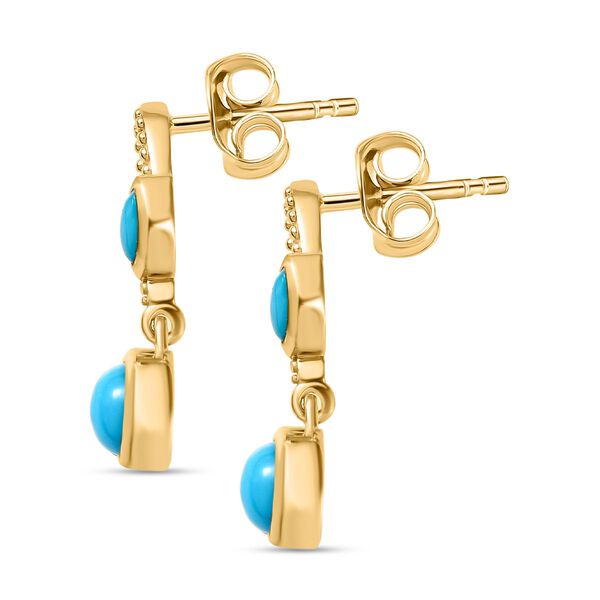 Amerikanische, natürliche Sleeping Beauty Türkis Ohrringe 925 Silber vergoldet ca. 1.18 ct image number 4
