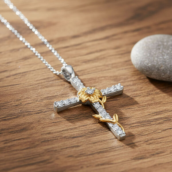 LUXURIANT SI-GH Labor Diamant zweifarbiger Anhänger mit 50cm Kette - 0,51 ct. image number 1