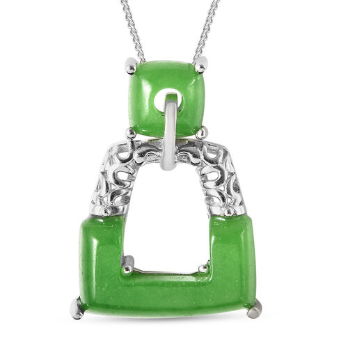 Grüne Jade Anhänger mit Kette ca. 45 cm 925 Silber rhodiniert 7,24 ct image number 0