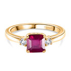 D'Joy AA Afrikanischer Rubin (Fissure gefüllt), Moissanit Ring 925 Silber 750 Gelb Vergoldet (Größe 18.00) ca. 1,70 ct