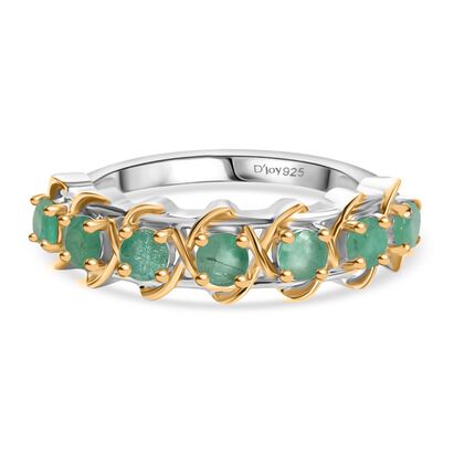 D joy Socoto Smaragd Ring 925 Silber platiniert und vergoldet (Gr&ouml;&szlig;e 18.00) ca. 0.80 ct