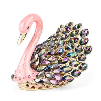 Dekorative Schmuckdose mit Schwanmotiv, 3,3x5,9x6,7cm, Rosa