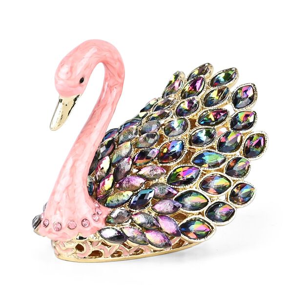 Dekorative Schmuckdose mit Schwanmotiv, 3,3x5,9x6,7cm, Rosa