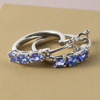 AAA Tansanit-Creolen, 925 Silber platiniert ca. 1,10 ct