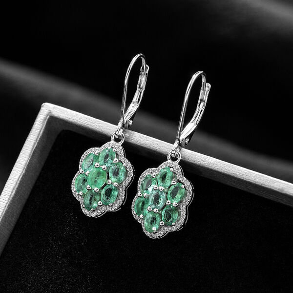 AAA Kagem sambische Smaragd und Zirkon-Ohrringe - 2,55 ct. image number 1