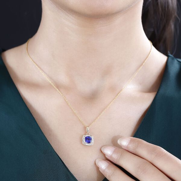 AAA Tansanit und Diamant Anhänger in 585 Gelbgold - 1,59 ct. image number 8