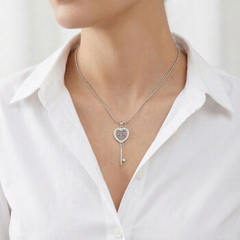 Wei&szlig;er Kristall-Anh&auml;nger mit Kette - 1 ct.