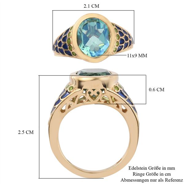 Pfau Triplett Quarz Ring 925 Silber 585 Vergoldet image number 5