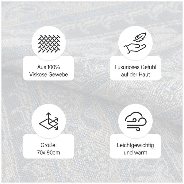 Gewebter Viskose Jamawar Schal, hellgrün image number 7