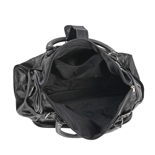 Patchwork Crossbody Tasche aus Schafleder mit mehreren Rei&szlig;verschlussf&auml;chern, 40&times;16,5&times;25,5 cm, Schwarz image number 5