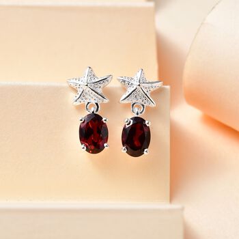 Rote Granat-Ohrringe - 1,99 ct.