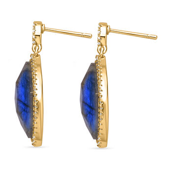 Labradorit und Zirkonia Ohrringe - 13 ct.