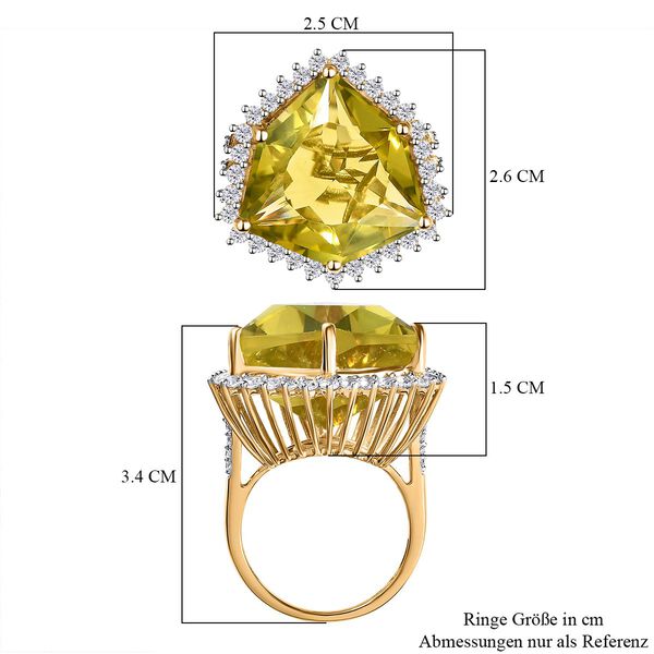 AA Ouro Verde Quarz und Zirkon Ring - 19,86 ct. image number 7