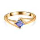 Tansanit Solitär Ring 925 Silber vergoldet (Größe 16.00) ca. 0,40 ct