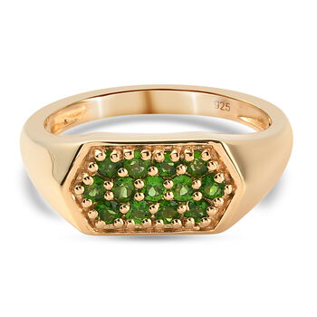 Nat&uuml;rlicher Chromdiopsid Ring 925 Silber vergoldet  ca. 0,68 ct