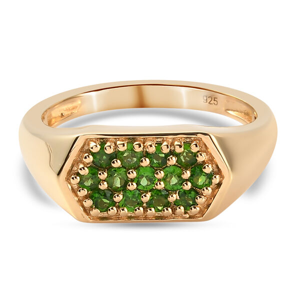 Nat&uuml;rlicher Chromdiopsid Ring 925 Silber vergoldet  ca. 0,68 ct