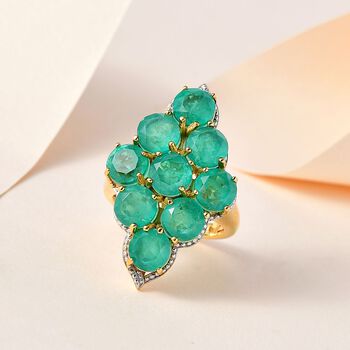 Smaragd-Quarz-Triplette Ring, 925 Silber Gelbgold Vermeil, (Gr&ouml;&szlig;e 19.00) ca. 10.68 ct