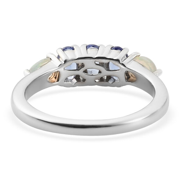 Tansanit und nat&uuml;rlicher, &auml;thiopischer Opal-Ring, 925 Silber platiniert  ca. 0,86 ct image number 6